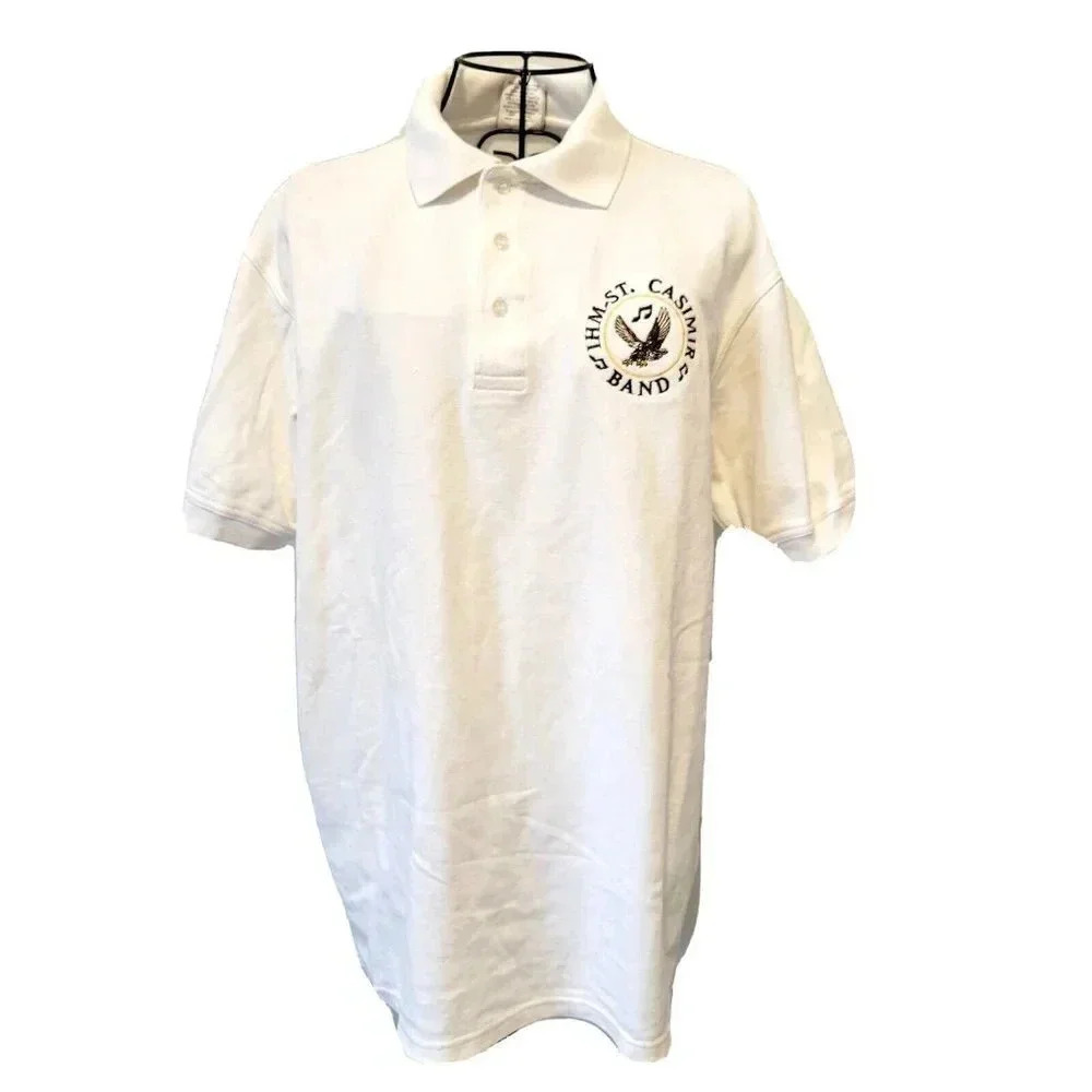 IHM St Casimir Catholic School Band Polo Shirt Medium White Short Sleeve